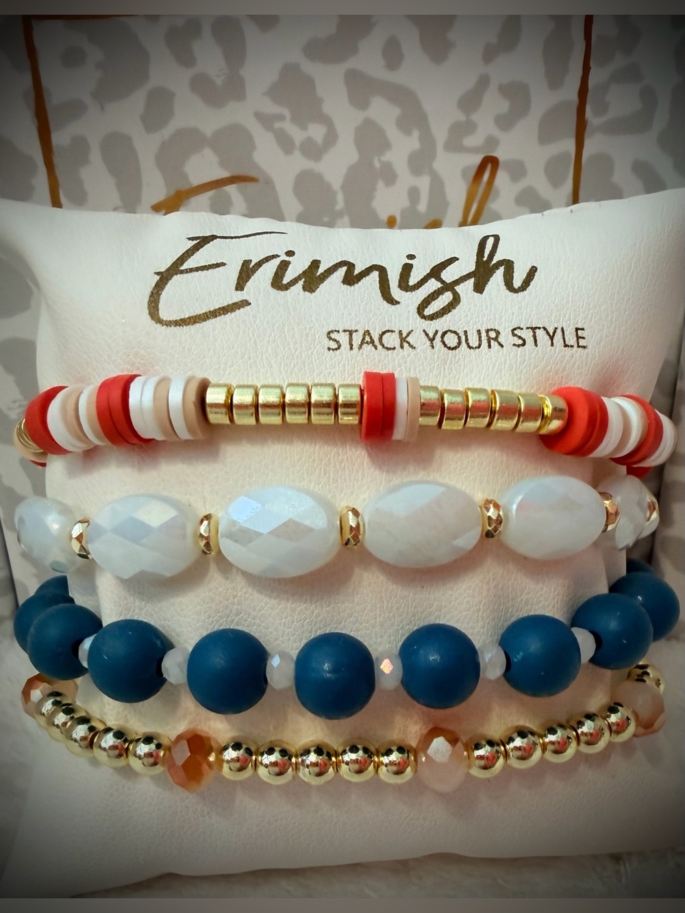 New ERIMISH Bracelets - 4 pc Stack - Coral & Teal
